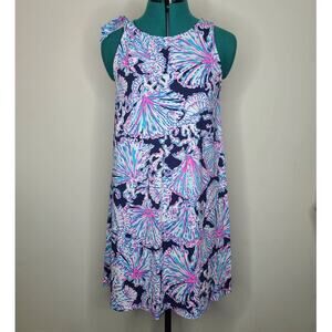 Lilly Pulitzer cotton Luella dress navy seahorse seashell print dress - small